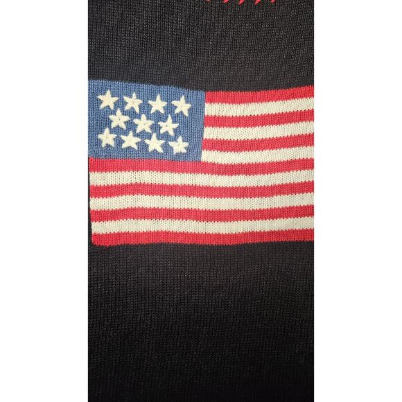 Norton Studio American Flag Chunky Knit Sweater Navy Womens Plus Size 3XL USA - Picture 5 of 7